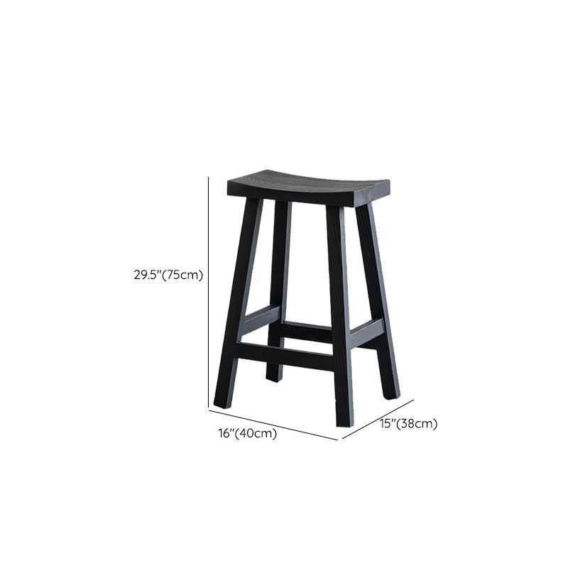 Solid Wood Dining Stools Black Armless Bar Stools with Footrest