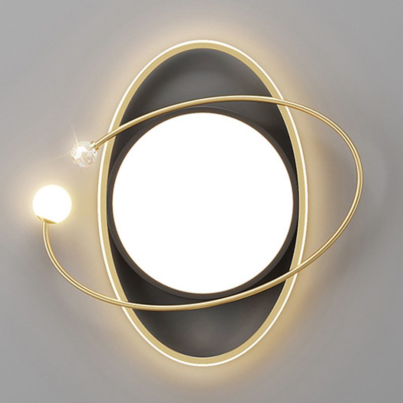 Geometric Flush Mount Fixture Contemporary Metal Ceiling Light in Black