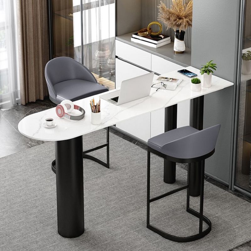 Modern Free Form Bar Table Set 1/3 Pcs Stone Top Bar Table and Upholstered Stools