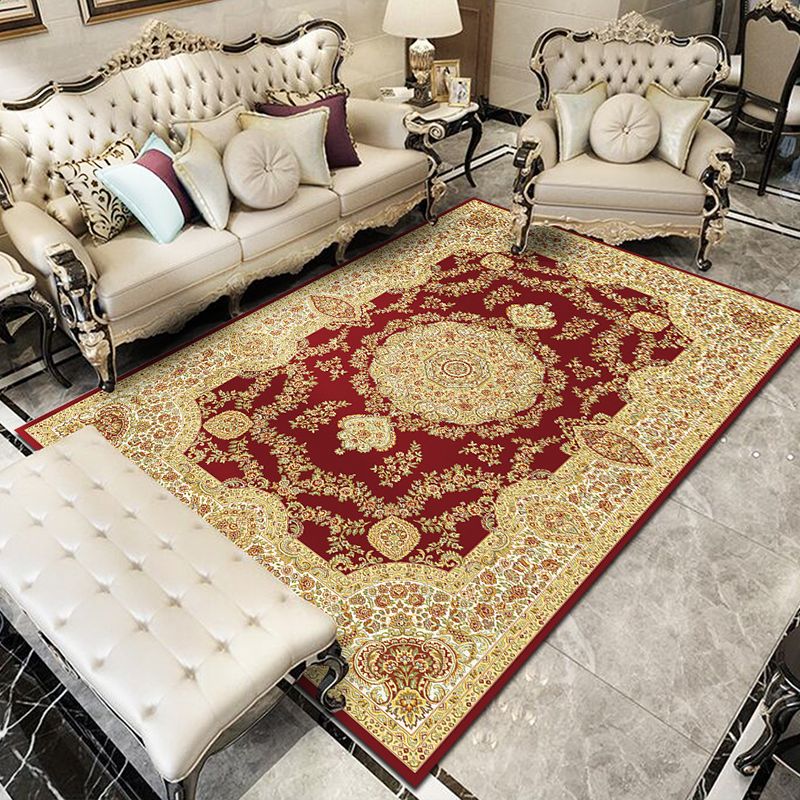 Glam Floral Swirls Rug Multicolor Victorian Rug Synthetics Pet Friendly Non-Slip Stain Resistant Rug for Home