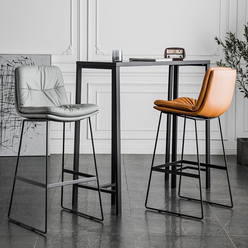 Scandinavian Low Back Home Stool Matte Finish Upholstered Barstool