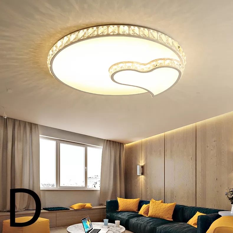 Kids Sky View Flush Ceiling Light Acrylique White Ceiling Mount Light with Clear Crystal for Foyer