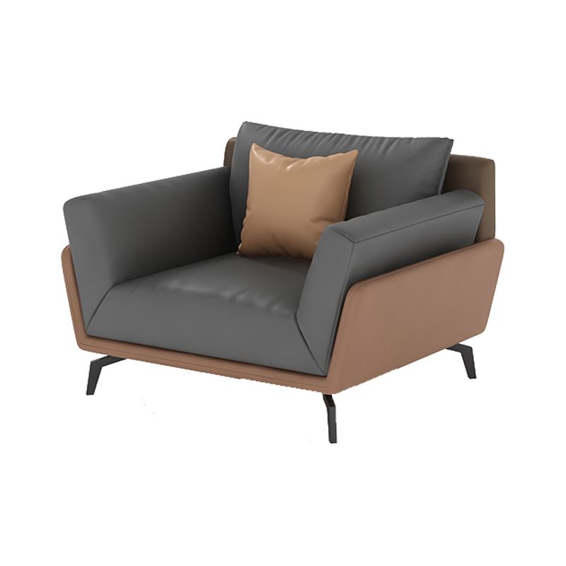 Black Faux Leather Flared Arm Chesterfield Sofa Industrial Style Seating