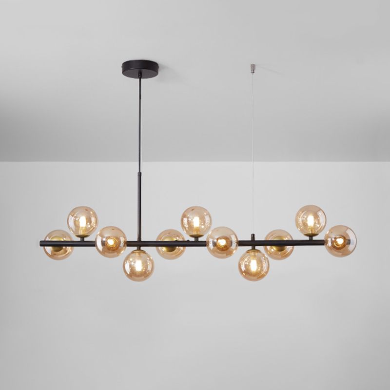 Globe Glass Shaded 11-Light  Linear Kitchen Island Light Modern and Contemporary Style Ceiling Light
