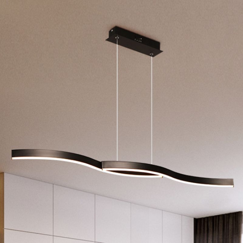 Acrilico lampadario ondulato Luce moderna a led Black Affermato Luce a sospensione in luce calda/bianca, 39 "/41" W