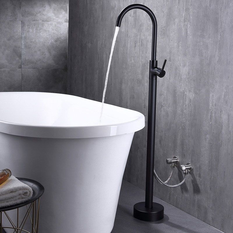 Modern Floor Mounted Metal Freestanding Tub Filler Single Handle Freestanding Faucet