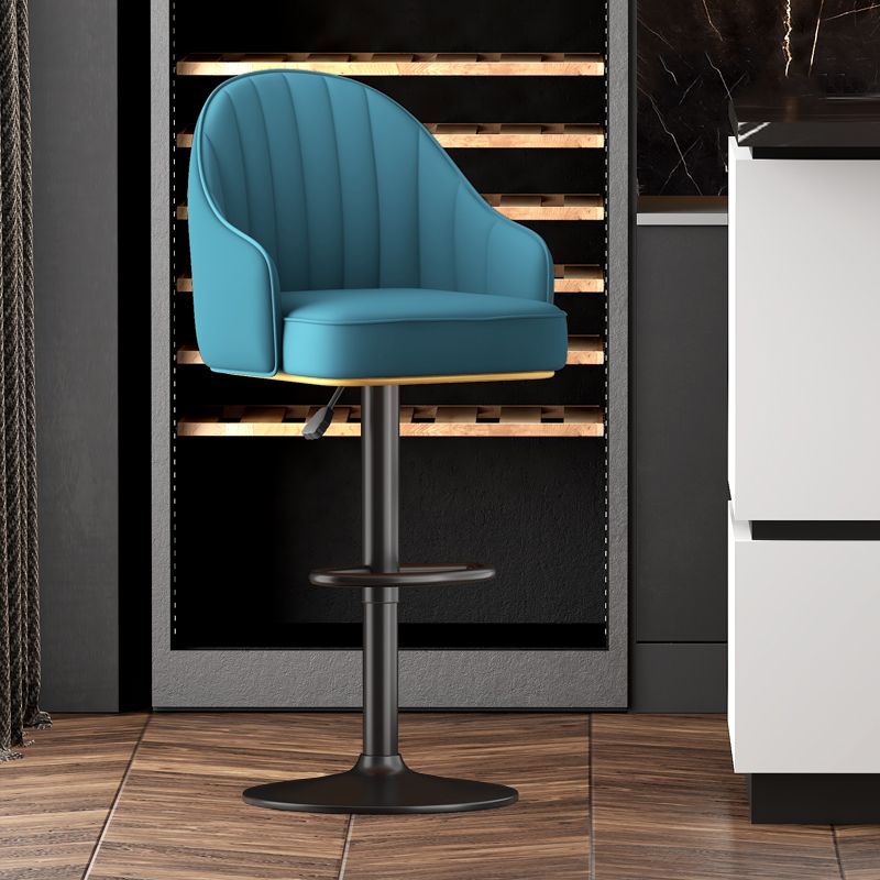 Adjustable Height Counter & Bar Stool Indoor Leather Bucket Footrest Stool