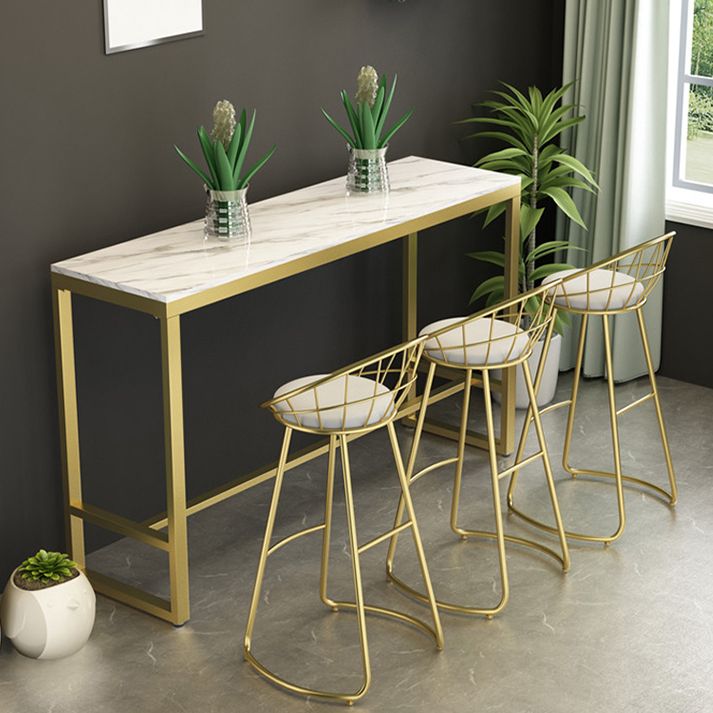 Glam 1/4/5 Pieces Bar Table Set Rectangle Stone Counter Table with High Stools for Balcony