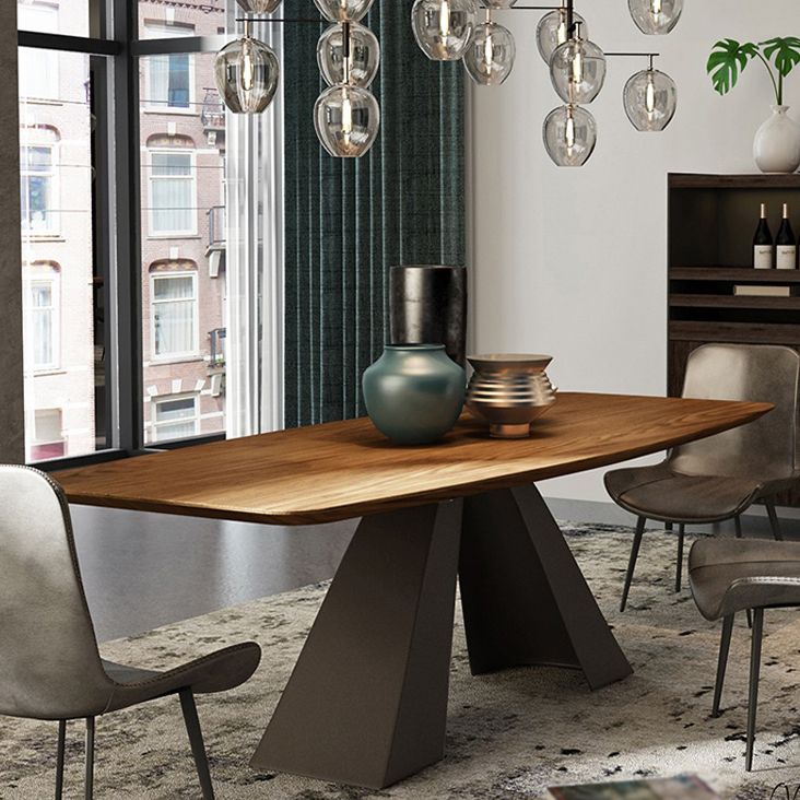 Metal Industrial Rectangle Table Solid Wood Top Table for Kitchen and Dining Room