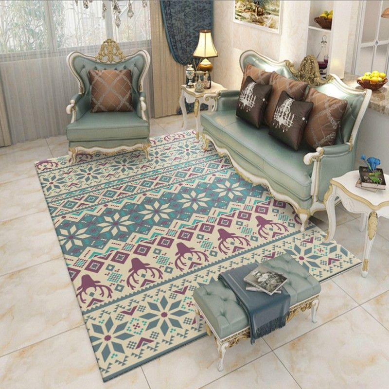 Bohemian Herringbone Print Carpet Polyester Raping Indoor tapis sans glissement Tapis pour salon pour le salon