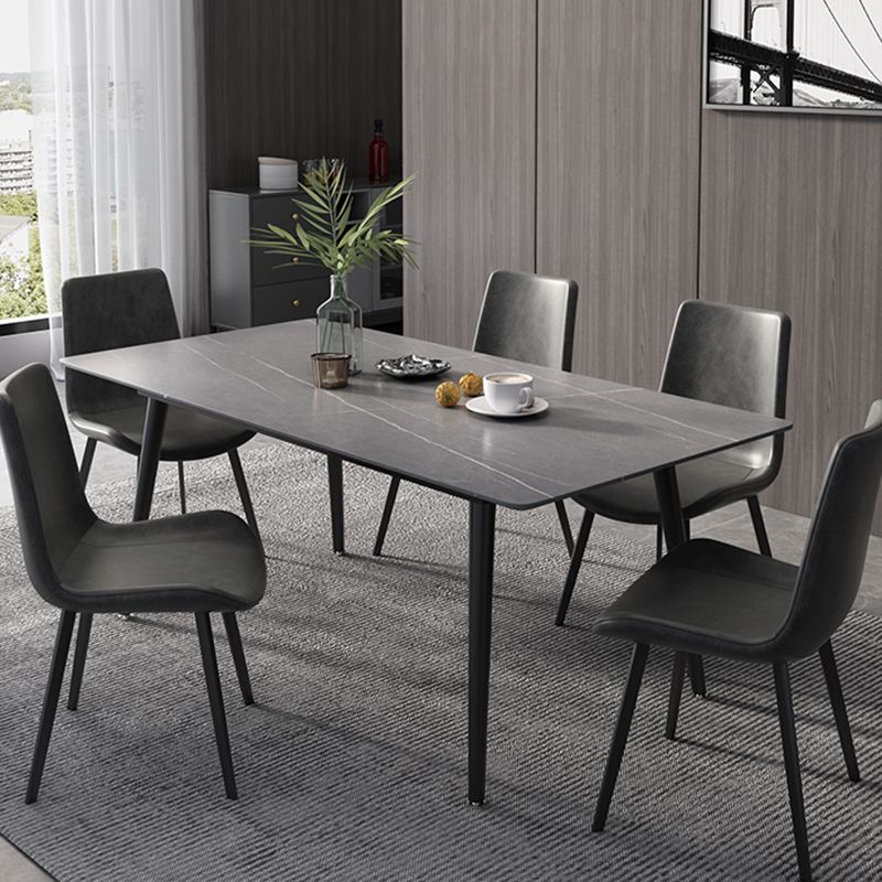 Modern Dinette Set with Solid Back Chairs 1/4/5/6/7 Pcs Stone Top Dining Table Set