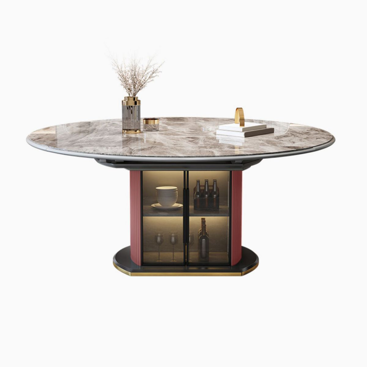 5/7 Pcs Contemporary Stone Round Shape Dinette Table with Upholstered Chair