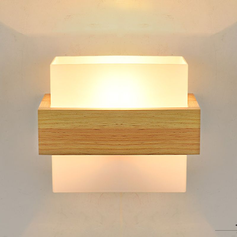 Lámpara de pared de madera de madera de led minimalista moderno lámpara de vidrio lámpara de noche