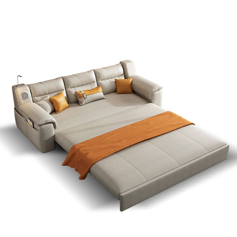 32"W Scandinavian Futon Sofa Bed Leather White Futon Sleeper Sofa