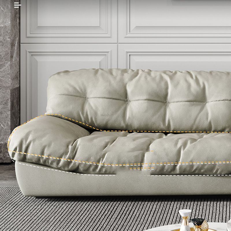 Modern Style Sofa with Pillow Back Sponge Cushion Frosted Velvet & Imitation Leather