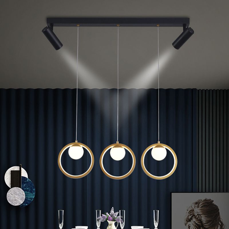 Contemporánea LED PIEL PIELLA Luz de la isla Black Circle Light con sombra de metal