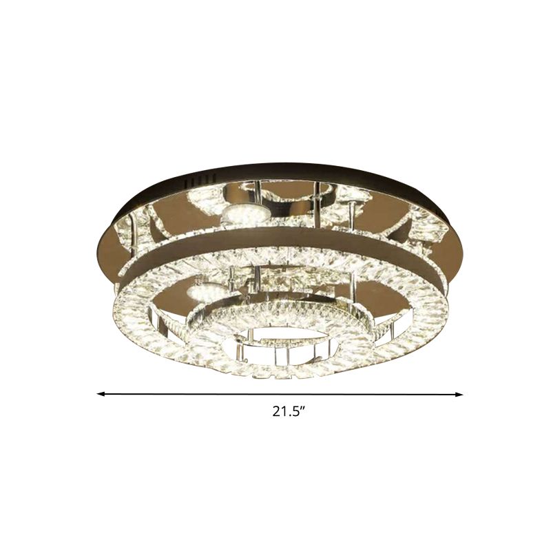 Lámpara empotrada de anillo LED, iluminación empotrada de cristal cromado de estilo moderno para dormitorio, 21,5 "/31,5" de ancho