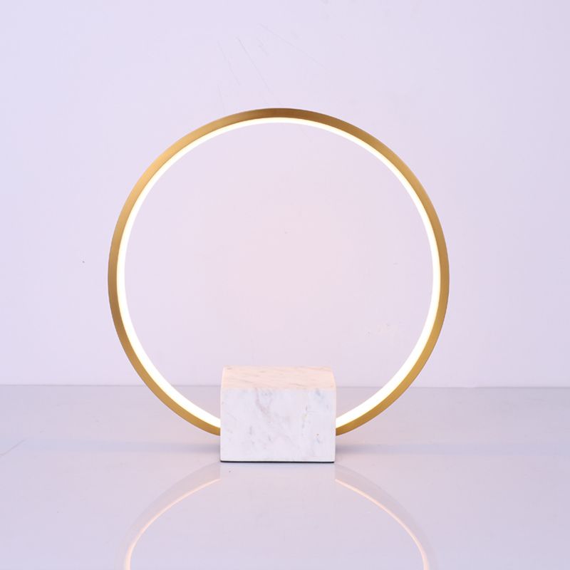 Modern Style Circle Shape Table Lamp Metal 1-Light Night Table Lamp in White