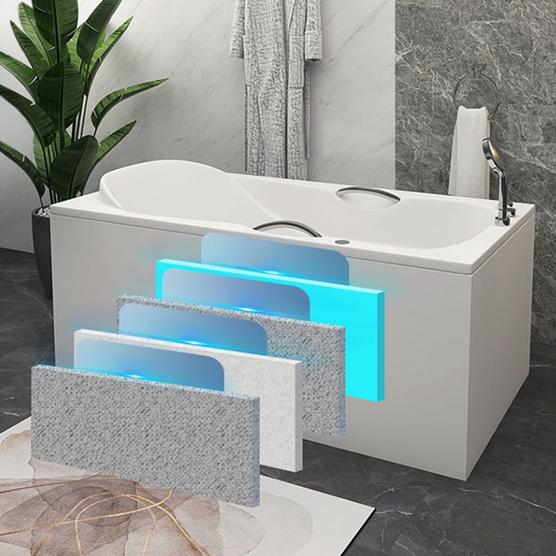Modern Rectangular White Bathtub Back to Wall with Drain Bath Tub