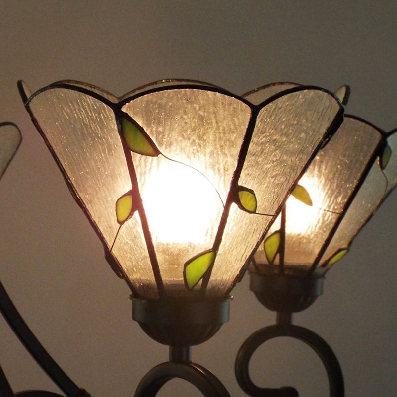 5 Leuchten Blatthubmittel Licht mit klarem rustikaler Kronleuchterbeleuchtung in schwarzem Finish