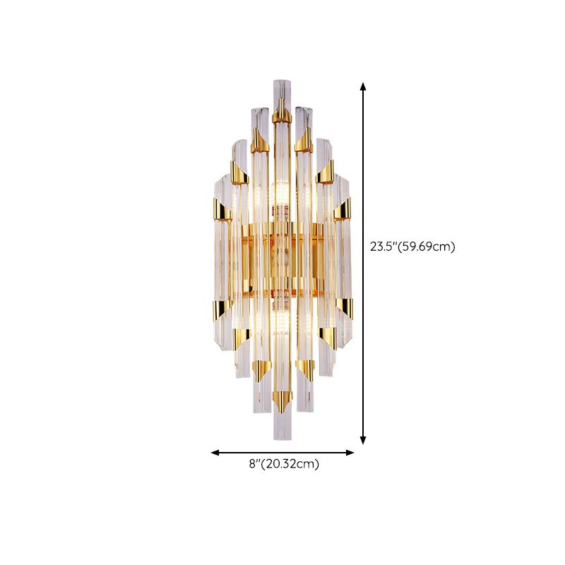 Geometric Shape Crystal Wall Mount Light Modern Style 2-Lights Wall Light Sconce in Gold