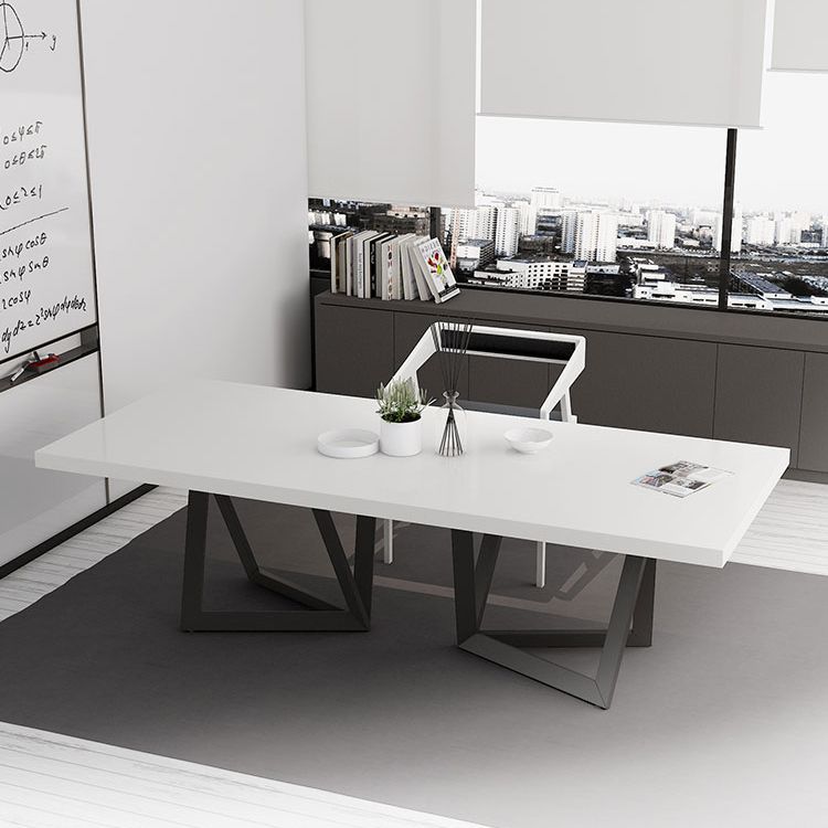 Metal and Wood Table Mid-Century Modern Style Family Rectangular Dining Table