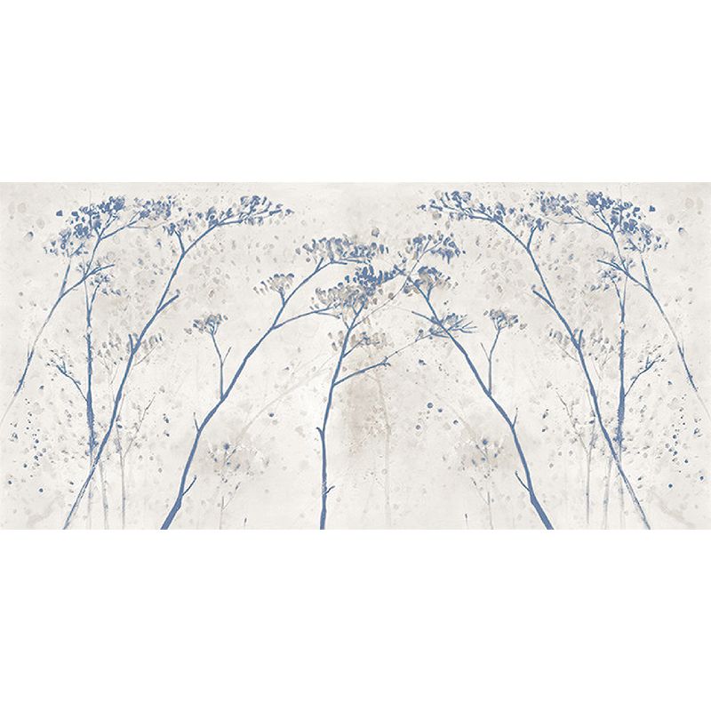 Blue Branchlet Wall Covering Murals Moisture Resistant Wall Decor for Dining Room