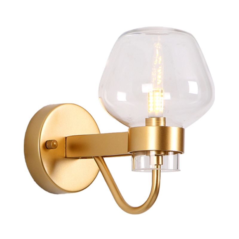 1 Bulbe Bo Sconce Lampe Tradition Clear / Amber / Smoke Grey Grey Glass Wall Éclairage pour le chevet