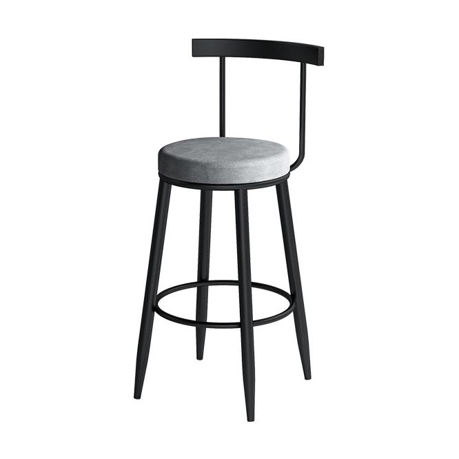 Scandinavian Metal Stool Velvet Upholstered Counter Stool in Matte Finish for Indoor