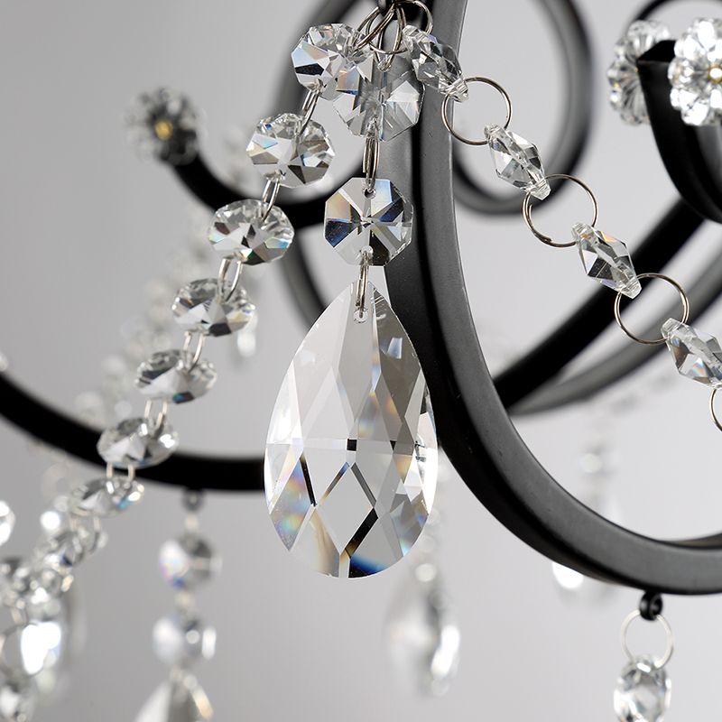 Countryside Candle Chandelier Black Pendant Lighting Fixtures for Living Room