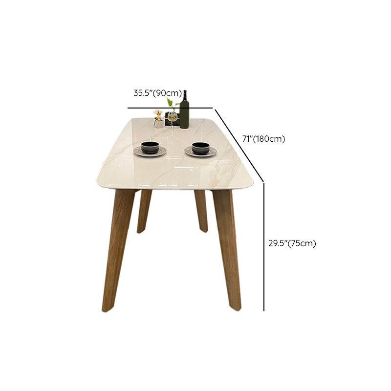 Minimalist Standard Height Dining Room Table Set with 4 Upholstered Kitchen Chairs