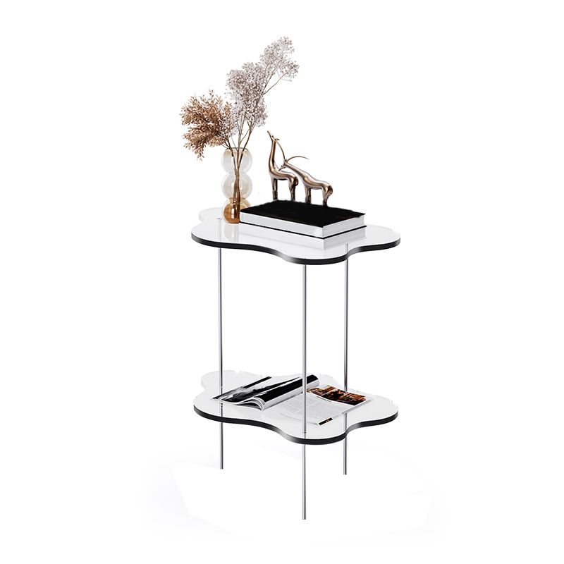 Acrylic Cloud Shaped End Table Set 18.5" Tall 2-Tier Sofa Side Accent Table