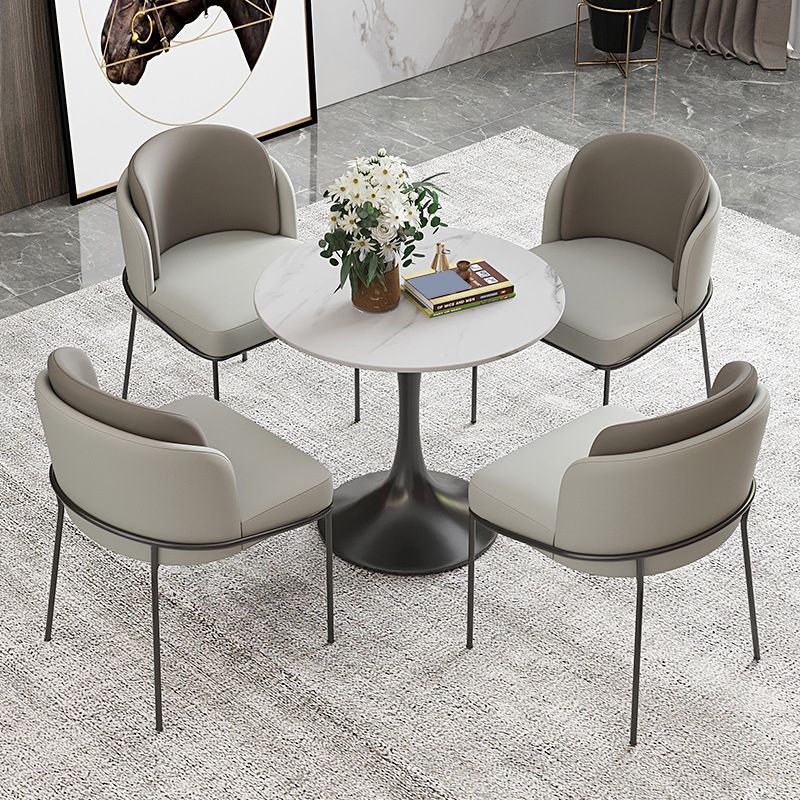 Modern Round Dining Table Set 1/2/3/4/5 Pcs Sintered Stone Dining Table and Chairs