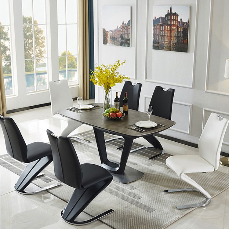 Chaise d'appoint à domicile en cuir de style concepteur monochrome à dos solide (ensemble de 2)