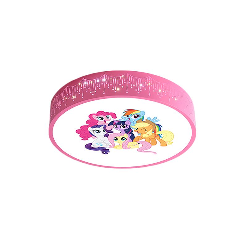 Lámparas LED incrustadas de dibujos animados, lámpara de techo con patrón de Unicornio rosa / azul, con pantalla de acrílico