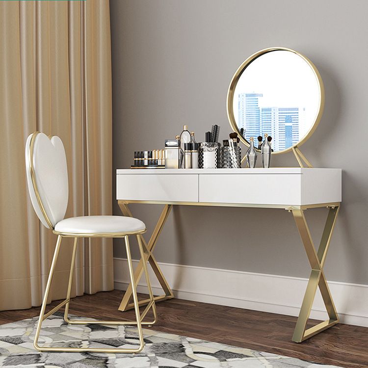 Bright White Make-up Vanity 15.74" Wide Wood Vanity Set with Storage Drawers