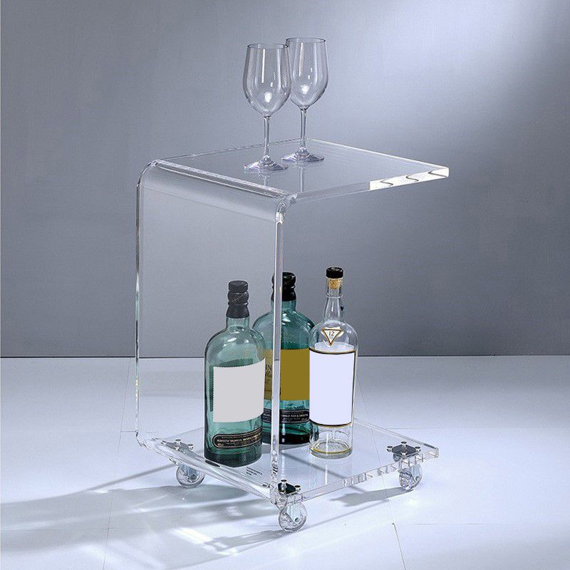 Modernistic Plastic Abstract End Table Rectangular Corner Table for Living Room