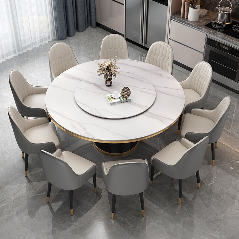Modern Standard Kitchen Dining Table Sintered Stone Round Dining Table with Pedestal Base