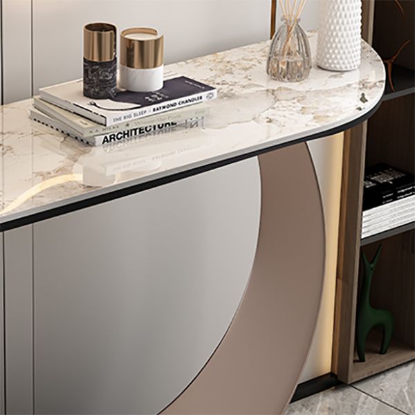 Half Moon Contemporary Console Table Stone White/Black/Pink Console Sofa Table