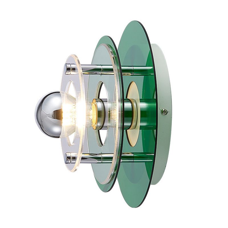 Round Multi Color Wall Mounted Fixture Acrylic & Iron 1 - Light Modern Wall Sconce