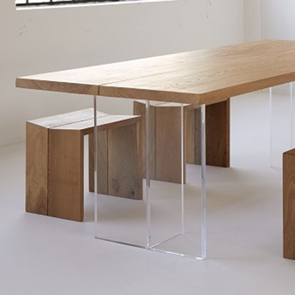 Industrial Dining Wood Table Dining Rectangle Table with Plastic Legs