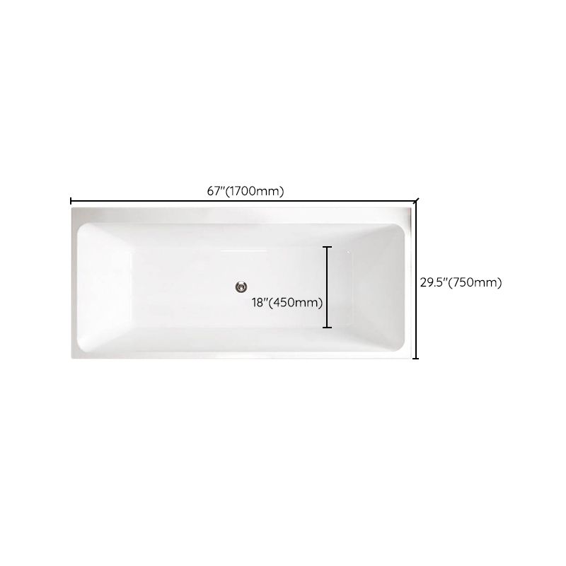 Modern Rectangular Drop in Bathtub Acrylic Soaking White Bath