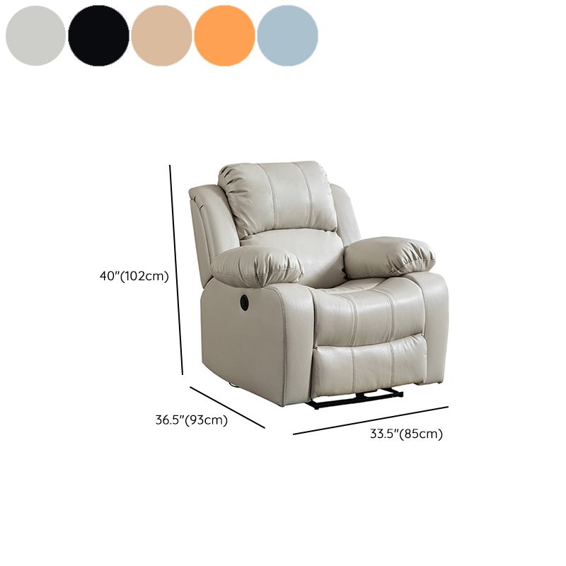 Contemporary Power-Push Botton Recliner Chair Genuine Leather Recliner