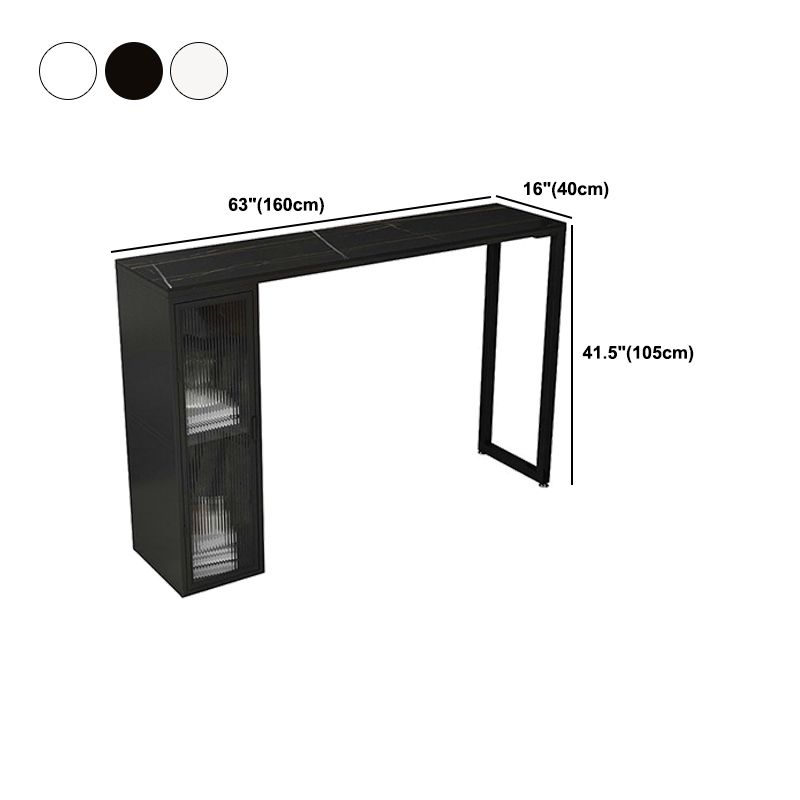 Modern 1/5 Pieces Bar Table Set Rectangle Stone Counter Table with Stools for Dining Room