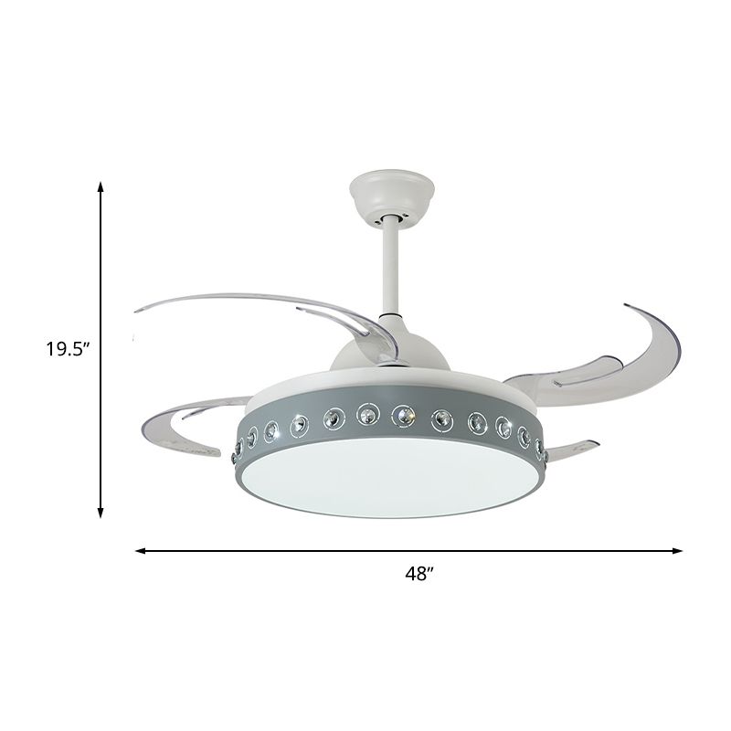 Kristal kralen LED Semi Mount Light Noordse stijl 8 Blade blauw en witte plafondbevestiging