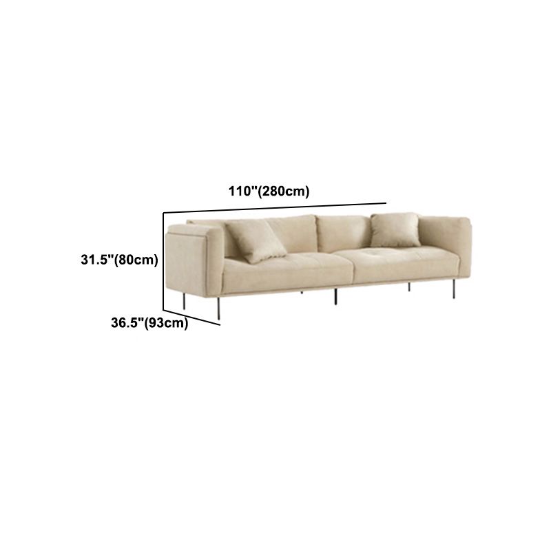 Nordic Style Sectional Feather Cushion Filled Flannelette Beige Sofa