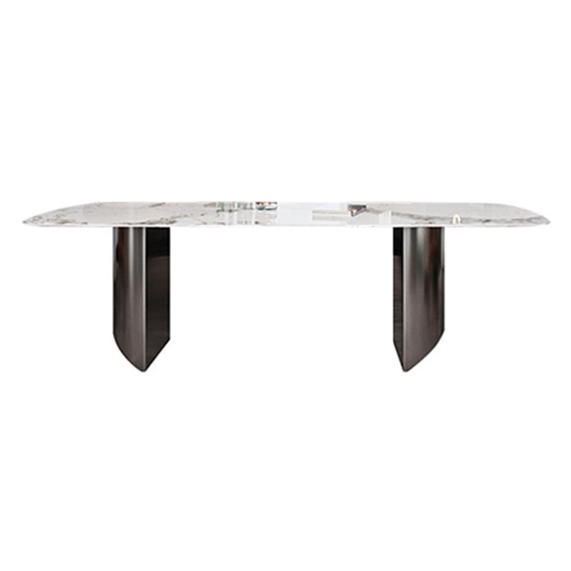 Industrial Style Rectangle Dining Table Sintered Stone Table with Metal Legs for Home