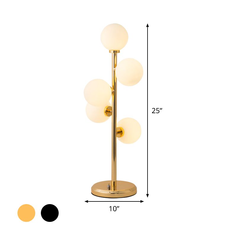 Lampada da comodino in metallo a sfera Illuminazione post-moderna in vetro crema 5 luci Lampada da comodino nera/oro per sala da pranzo
