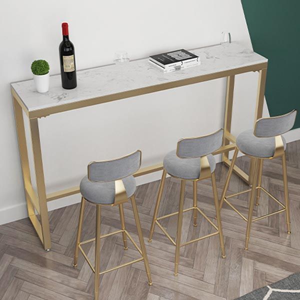 Glam 1/4/5 Pieces Bar Table Set Rectangle Stone Counter Table with High Stools for Balcony