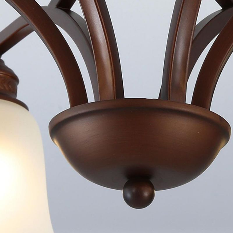 American Style Ceiling Light Bell Shape Ceiling Lamp with Glass Shade for Bedroom